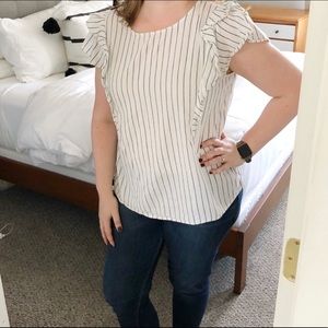 3/ $25 Ruffle sleeve stripe blouse